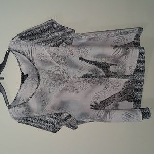 Safari Animal Print Grey Blouse - Gabrielle - 3X